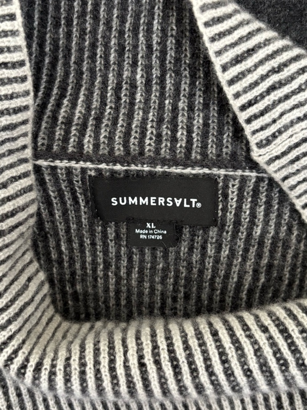 Summersalt The Luxe Cashmere and Wool Blend Two Tone Ribbed Funnel Neck Sweater - Picture 5 of 6